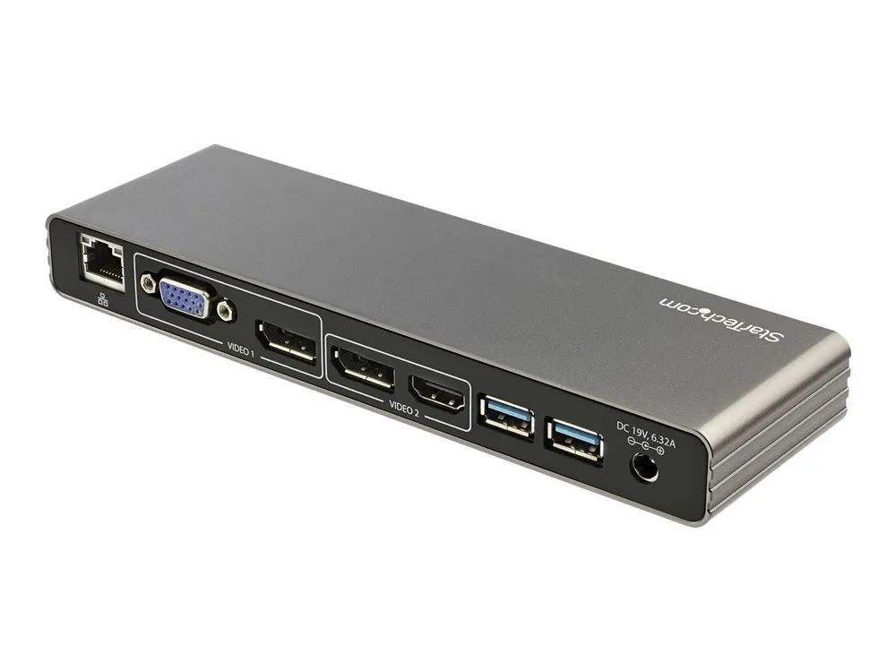 StarTech.com Thunderbolt 3 Dock, Dual 4K 60Hz Monitor TB3 Docking Station with DisplayPort, HDMI & 1080p VGA, 85W Power Delivery & Charging, Gigabit Ethernet, Universal Thunderbolt 3 Dock - TB3 Dock w/ 85W PD (TB3DK2DHVUE)