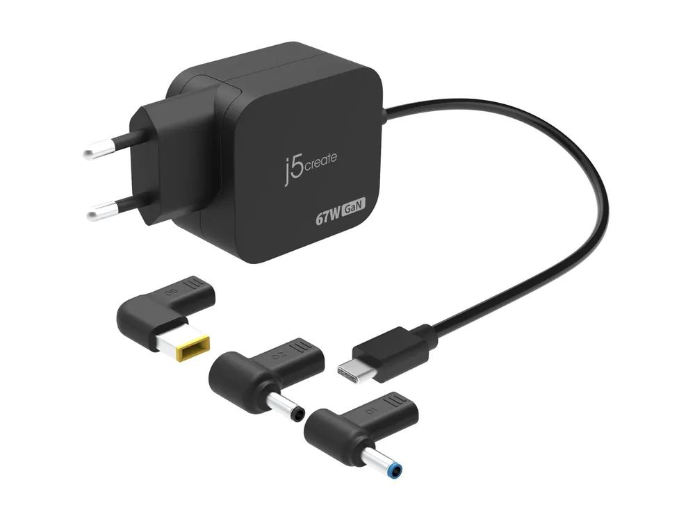j5create JUP1565DCE3A-EN - Netzteil - GaN, mit 3 DC-Anschlusstypen - 67 Watt - 3.3 A - PD 3.0, PD 2.0 (24 pin USB-C)