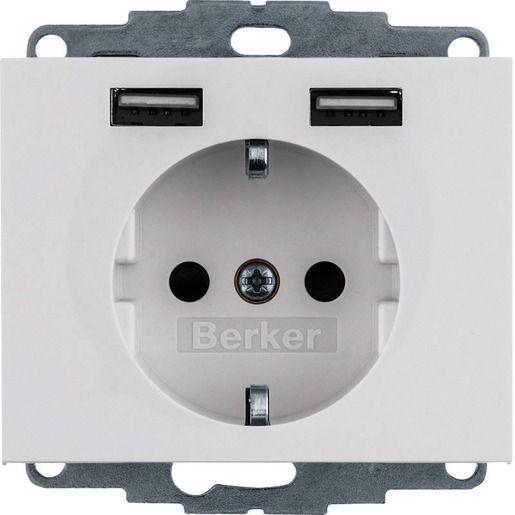 Berker SSD MIT 2X USB 2,4 A PWS GLÄNZ / BERKER 48037009 K.1 48037009