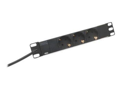 DIGITUS Steckdosenleiste mit Aluminiumprofil, 3-fach Schutzkontaktsteckdose, 2 m Zuleitung Schutzkontaktstecker