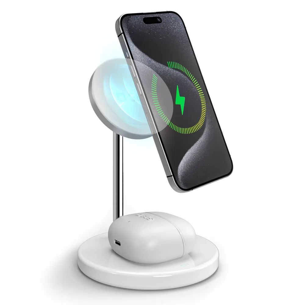 SBS Qi2 Induktionslader Stand MagSafe 2in1, 15W für Smartphones u. AirPods