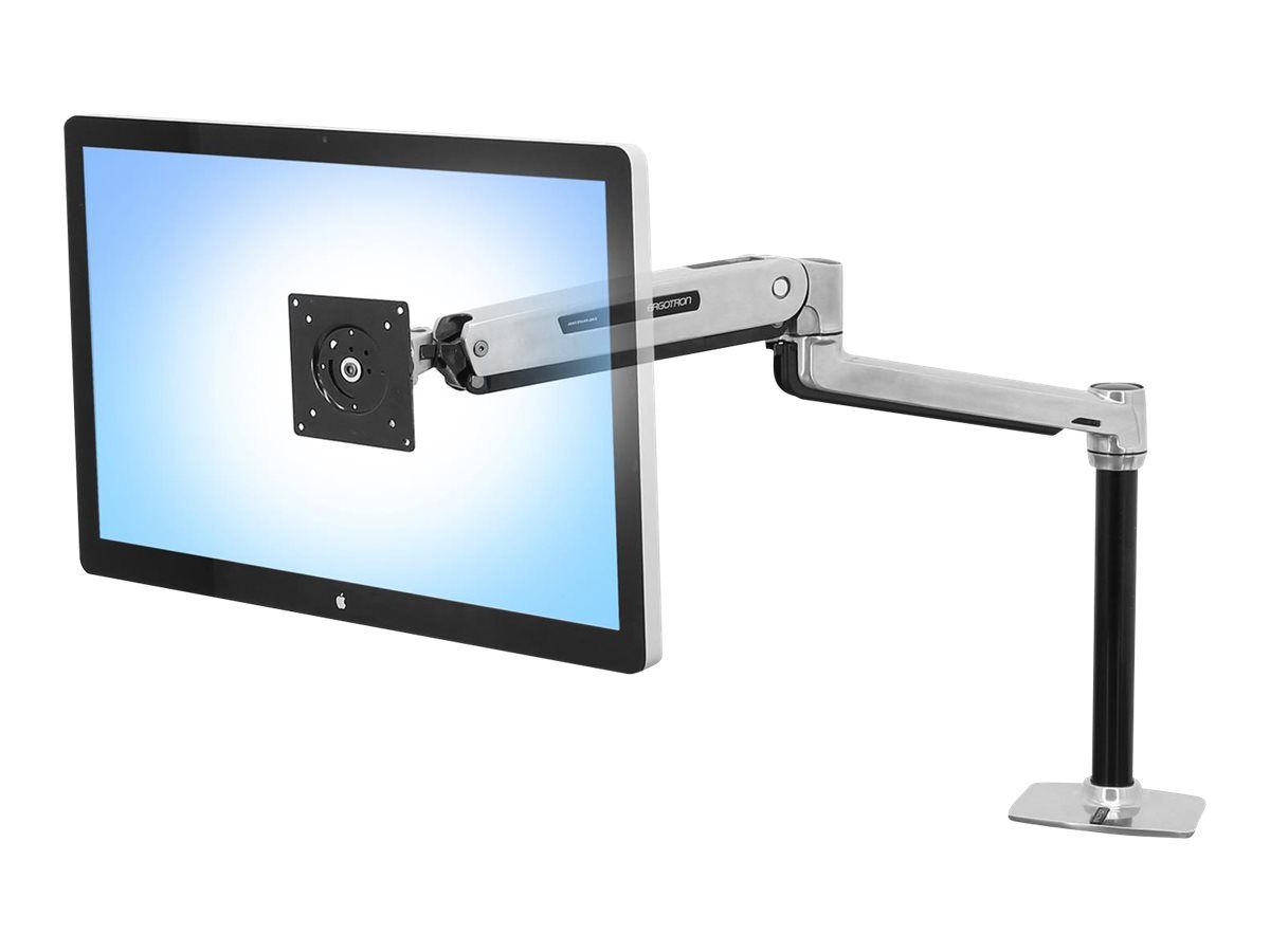 Ergotron LX - Befestigungskit (Verlängerungsarm, Stange, VESA-Adapter, Steh-Sitz-Arm, Tisch-Klemme, Befestigung für Kabeldurchgang) - für LCD-Display - Aluminium - Polished Aluminum - Bildschirmgröße: bis zu 106,7 cm (bis zu 42 Zoll)
