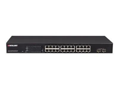 IC Intracom Intellinet 24-Port Gigabit Ethernet PoE+ Web-Managed Switch with 2 SFP Ports, 24 x PoE ports, IEEE 802.3at/af Power over Ethernet (PoE+/PoE)