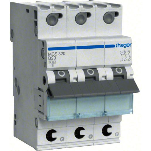 Hager LS-SCHALTER 3P 20A-C 6KA 3PLE / HAGER MCS320 QUICK CONNECT MCS320