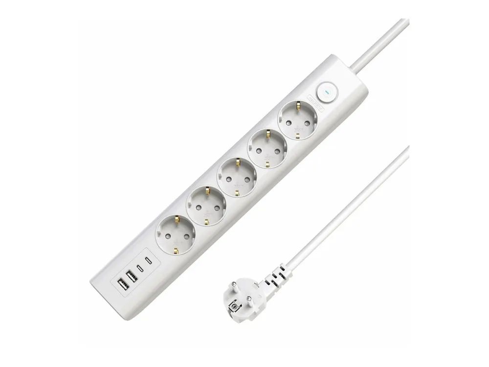 MicroConnect 5-way USB Schuko Power Strip on/off switch - Steckdosenleiste