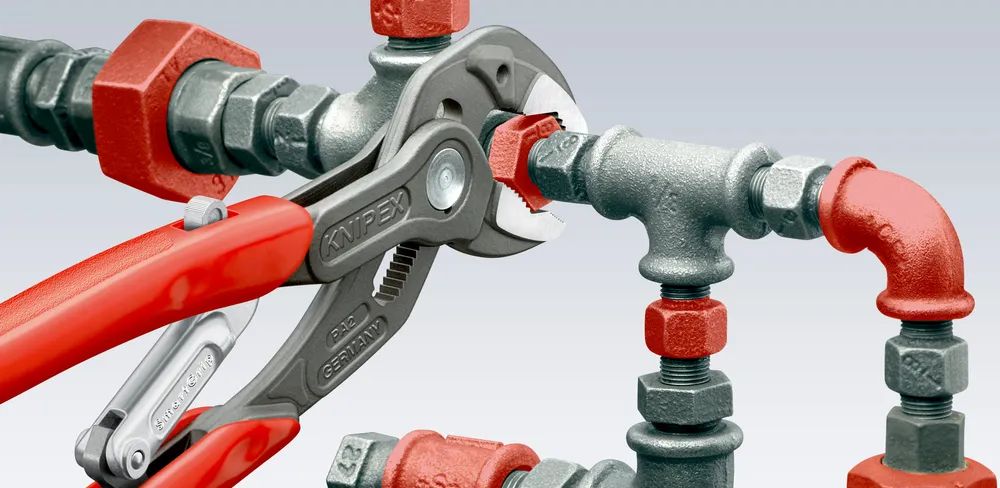 KNIPEX SmartGrip® Wasserpumpenzange mit automatischer Einstellung mit Kunststoff-Hüllen grau atramentiert 250 mm