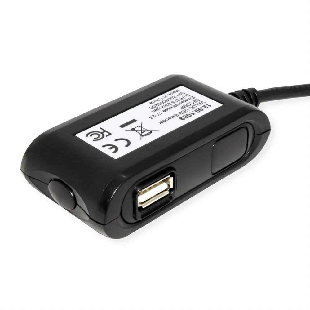 VALUE USB 2.0 Verlängerung, 2fach, schwarz, 5 m