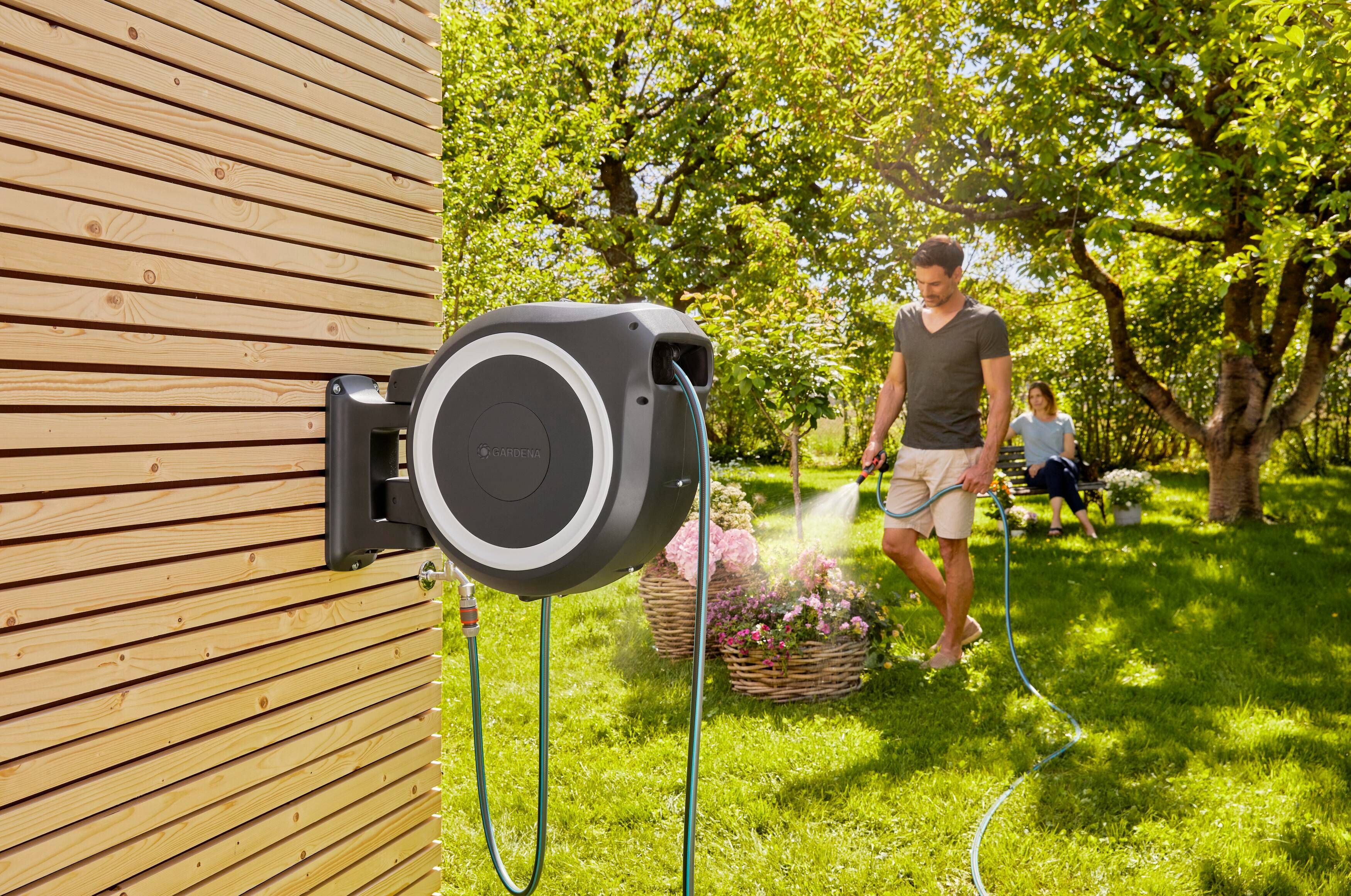 Gardena Wand-Schlauchbox RollUp XL, 35 m, weiß