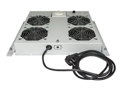 Intellinet 4-Fan Ventilation Unit for 19" Racks, Roof Mount, with Thermostat, Grey - Rack-Lüftereinsatz - mit 4 Lüfter, Thermostat - Wechselstrom 220/240 V - Grau, RAL 7035 - 48.3 cm (19")