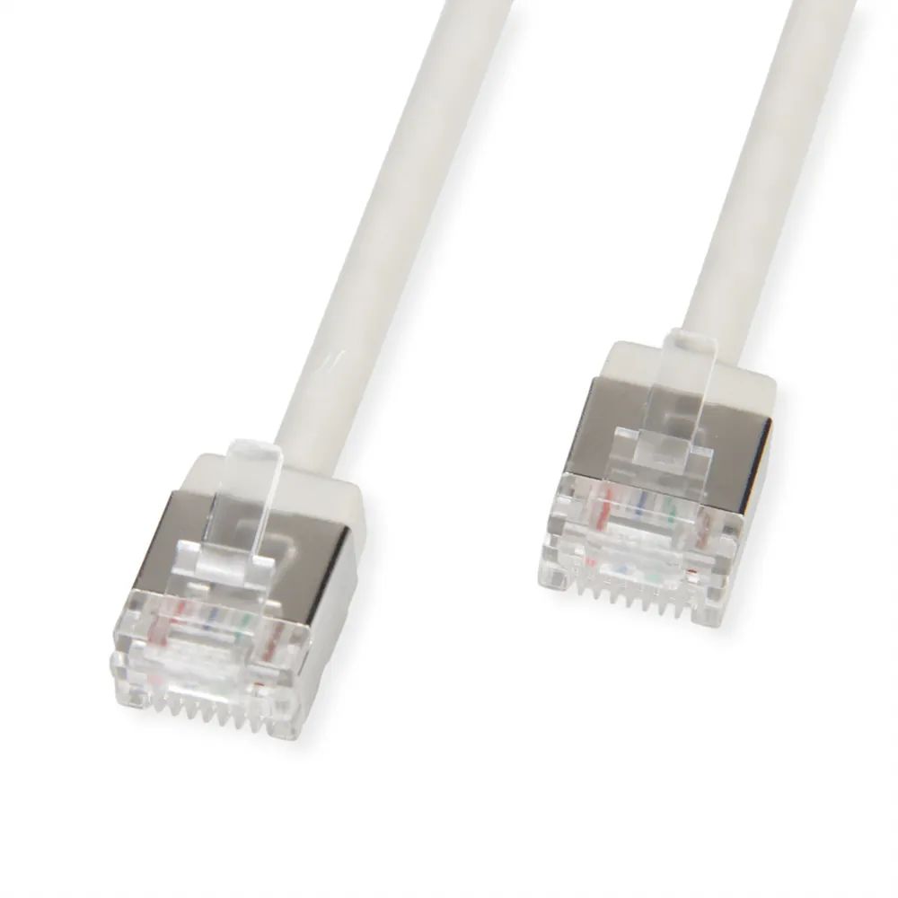 ROLINE U/FTP DataCenter Patchkabel Cat.6A (Class EA), LSOH, slim, extra kurzer Stecker, grau, 3 m