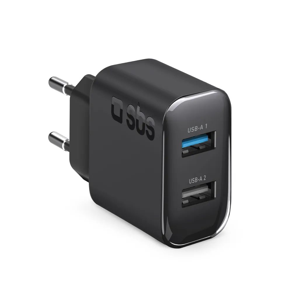 SBS Netzlader, 2x USB-A, 10W schwarz