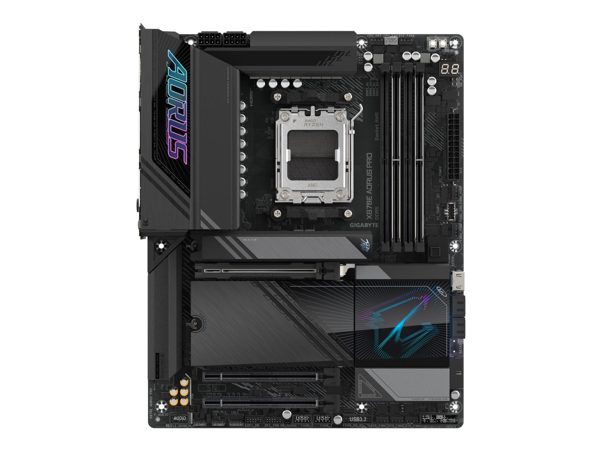 Gigabyte AORUS X870E PRO - Motherboard - ATX - Socket AM5 - AMD X870E Chipsatz - USB-C 3.2 Gen 2x2, USB4, USB 3.2 Gen 1, USB 3.2 Gen 2 - 2.5 Gigabit LAN, Bluetooth, Wi-Fi 7 - Onboard-Grafik (CPU erforderlich)