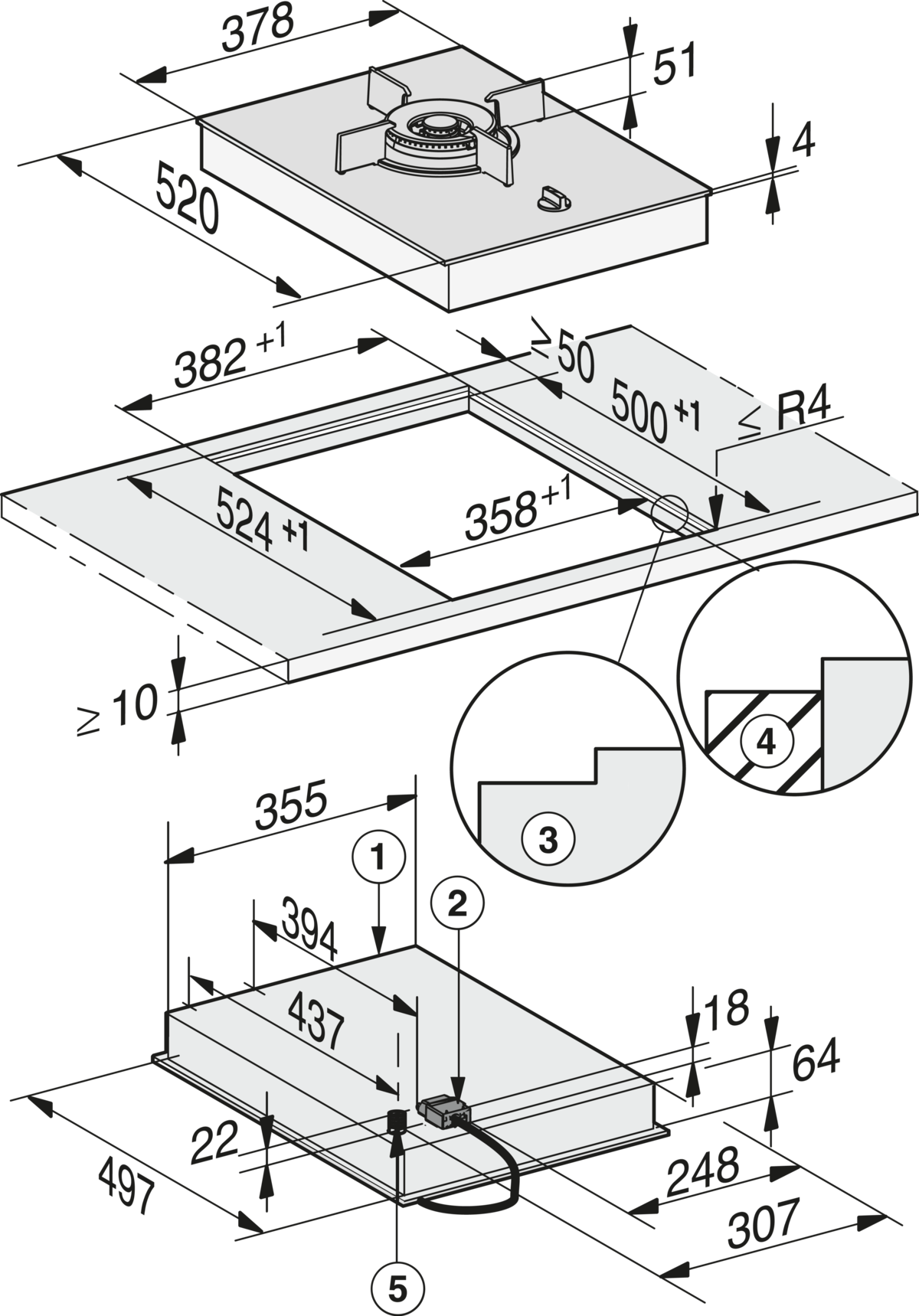 Miele SmartLine Gas-Kochfeld CS 7101-1 FL