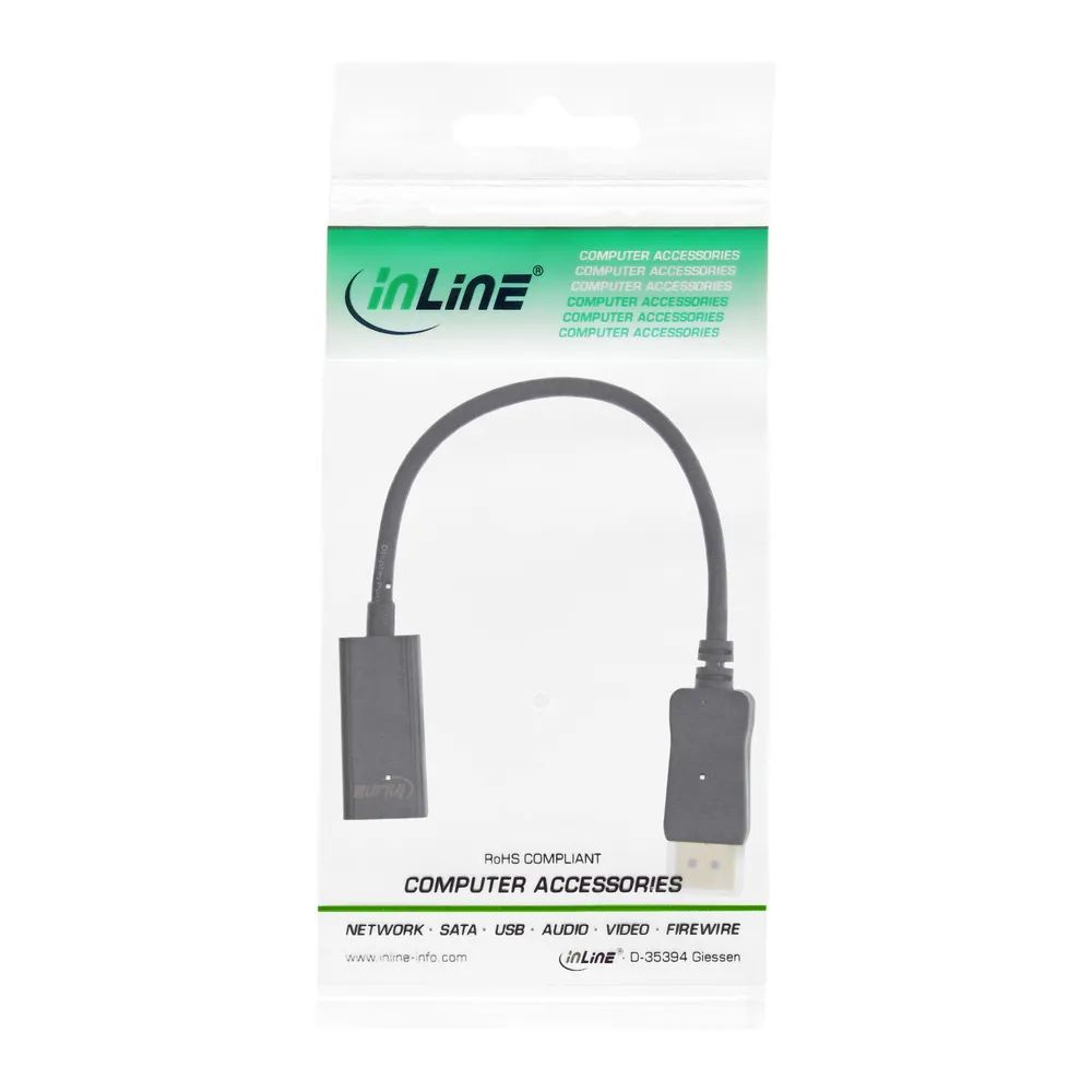 InLine DisplayPort zu HDMI Adapterkabel mit Audio - DisplayPort St auf HDMI Bu
