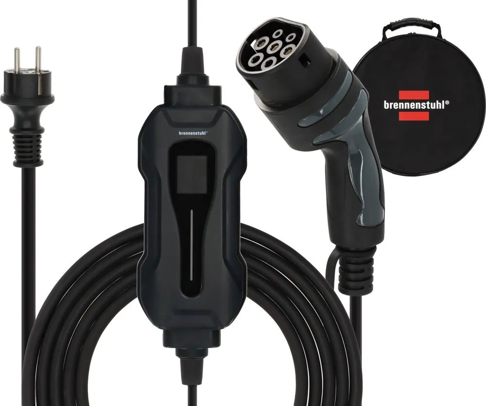 Brennenstuhl Tragbares EV Ladegerät Typ 2 Schutzkontakt 2,3KW mit 8m Kabel