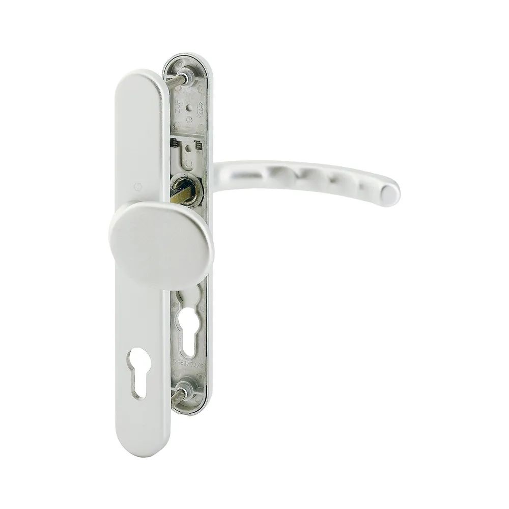 Hoppe Wechselgarnitur LUXEMBOURG - m Knopf u. Langschild PZ88, Alu silber elox