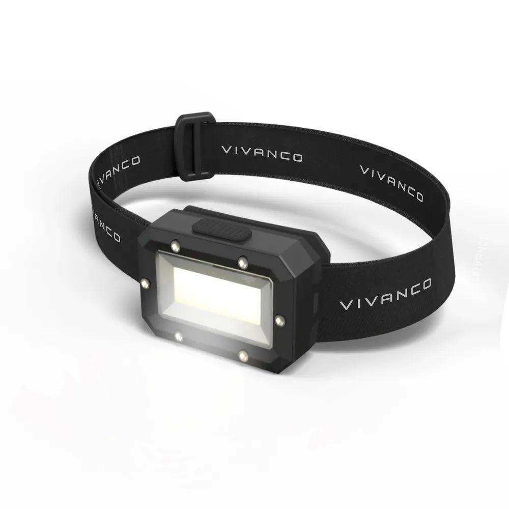 VIVANCO LED Stirnlampe, 3W, 120 lm, 10m Leuchtweite, 90° schwenkbar