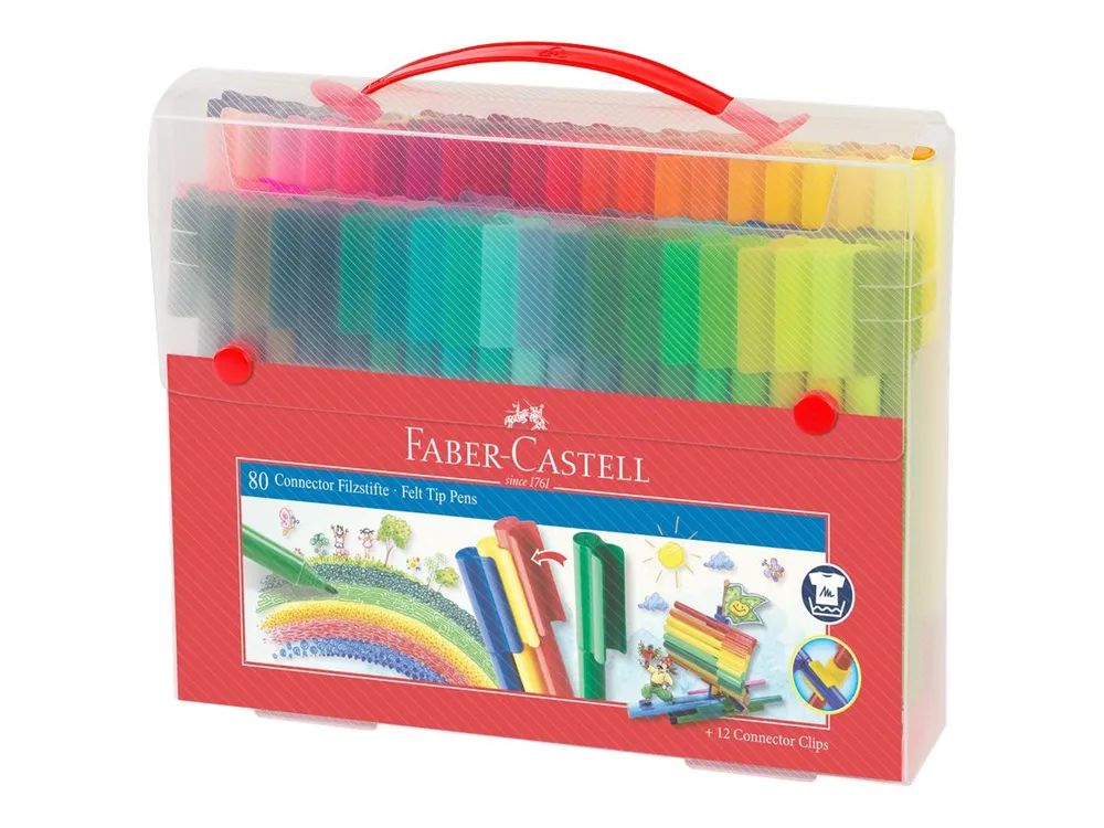 FABER-CASTELL CONNECTOR - Filzstift - nicht dauerhaft - ausgewählte leuchtende Farben (Packung mit 80)