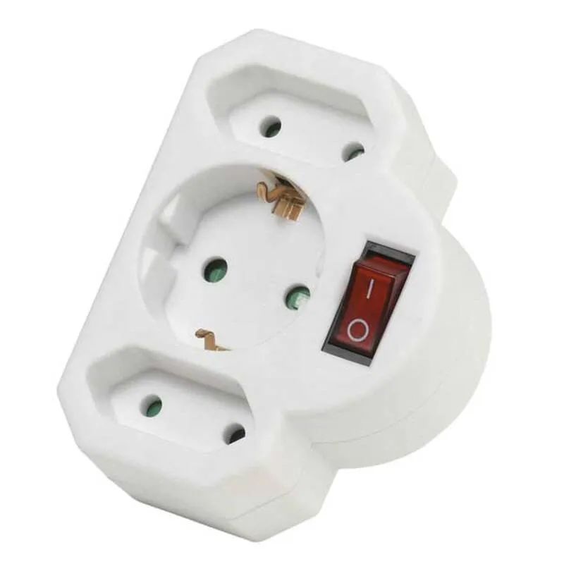 Vivanco Schutzkontaktadapter m.Schalter/ 1 Schutzkontakt+2 Euro
