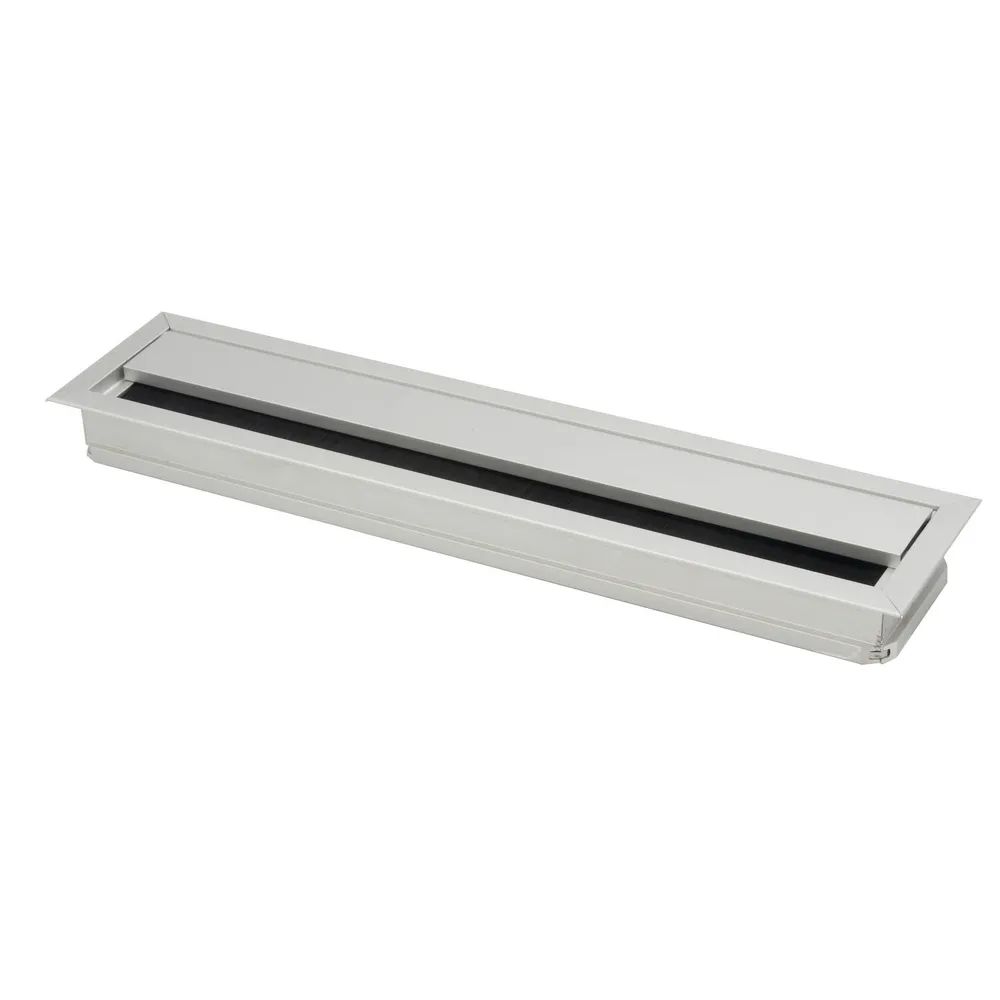 Confurn Export GmbH Kabeldurchgang eckig mit Staubschutzbürste, 200x70x25 mm, Aluminium eloxiert