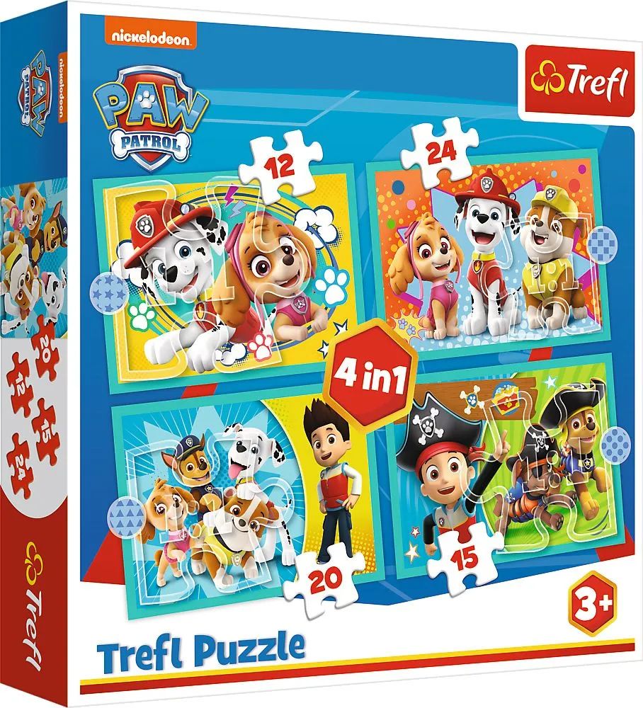Trefl S.A. PAW 4in1 Puzzle 12/15/20/24 Teile