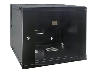 Intellinet Network Cabinet, Wall Mount (Double Section Hinged Swing Out), 9U, Usable Depth 385mm/Width 465mm, Black, Flatpack, Max 30kg, Swings out for access to back of cabinet when installed on wall, 19", Parts for wall install (eg screws/rawl plug