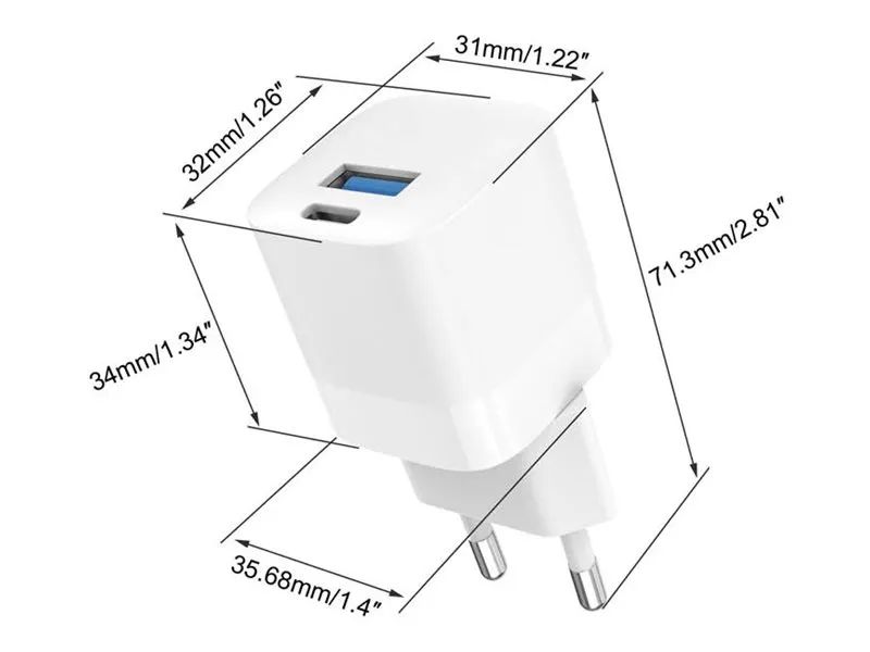 TECH DATA Vision - Netzteil - 30 Watt - 3 A - QC 3.0 - 2 Ausgabeanschlussstellen (USB-C, USB)
