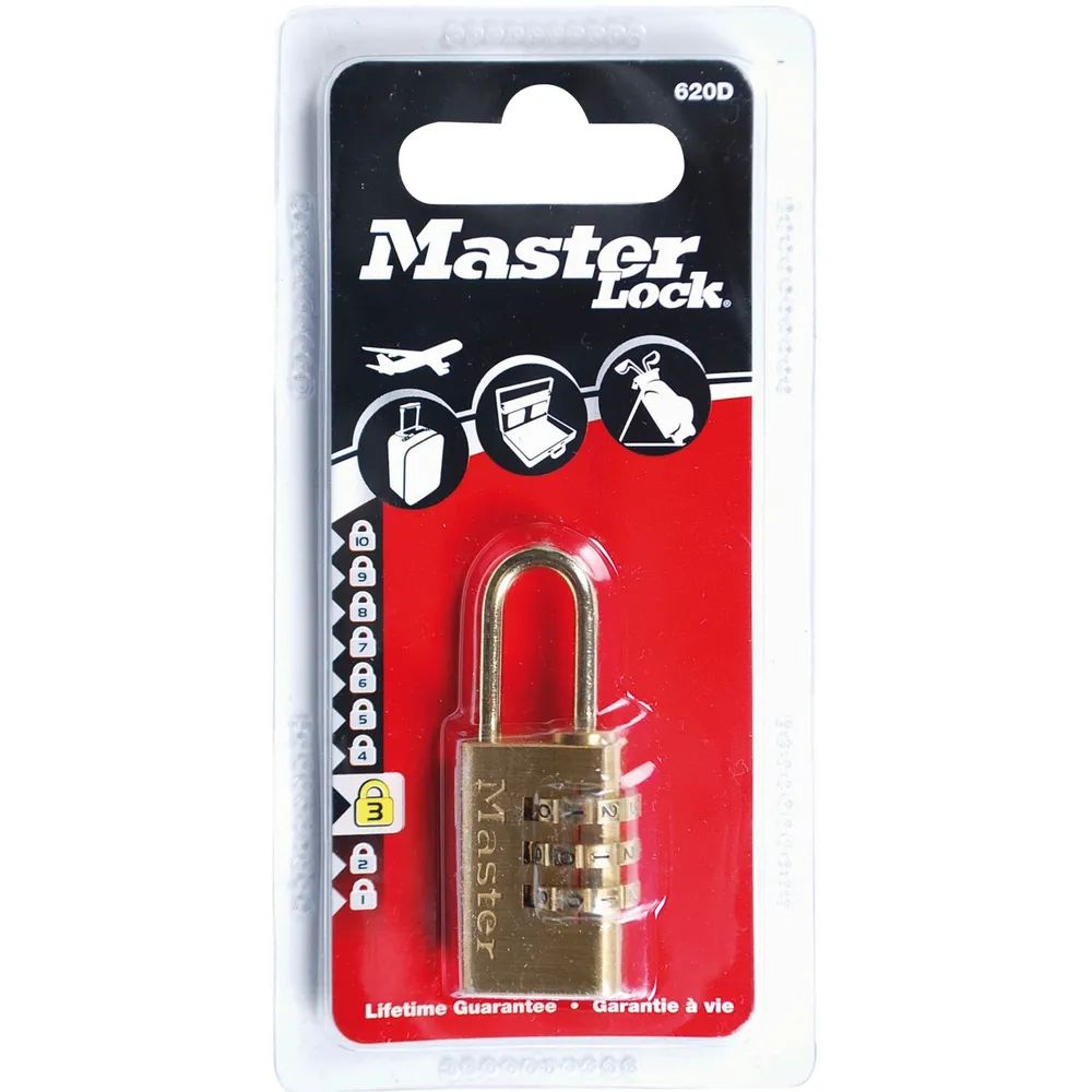 MASTER LOCK Vorhangschloss 620 EURD Zahlenschloss, 20 mm,Messing Finish SB