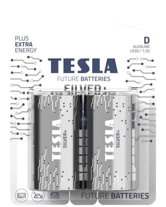TESLA D SILBER LR20 2 Stück