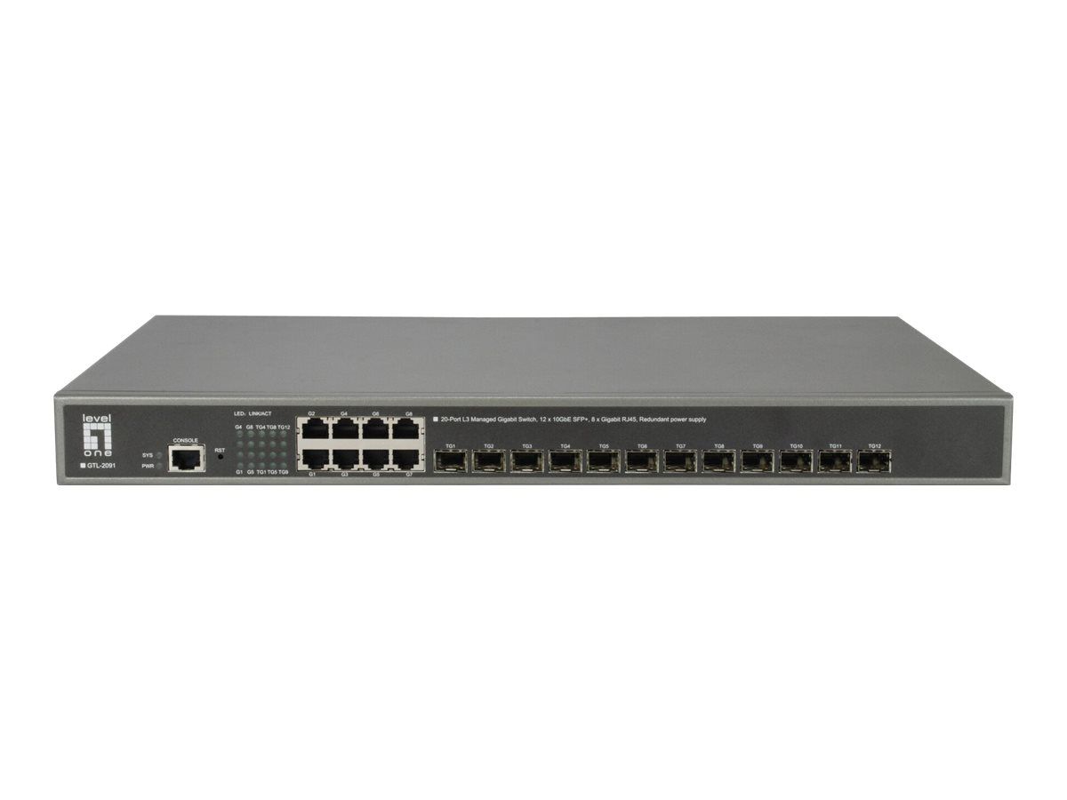 LevelOne GTL-2091 - Switch - L3 - managed - 12 x 10 Gigabit SFP+ + 8 x 10/100/1000