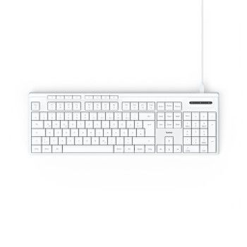Hama USB-Tastatur "CK-200", kabelgebunden, 8 Media-Tasten, Weiß, QWERTZ DE