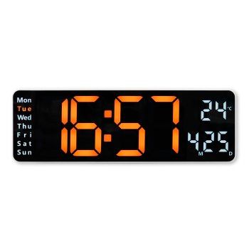Hama Digitale Wanduhr "Santa Cruz", Thermometer, großes Display, Fernbedien., WS