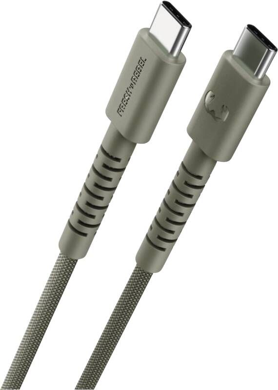 Fresh 'n Rebel USB-C zu USB-C silikon geflochtenes Kabel "FlexWave" 2m, 100W Dried Green