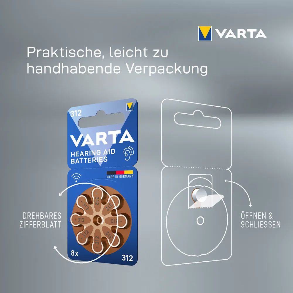 VARTA Hearing Aid Batteries 312 Blister 8