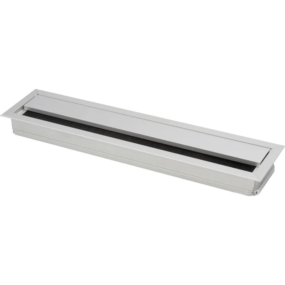 Confurn Export GmbH Kabeldurchgang eckig mit Staubschutzbürste, 350x70x25 mm, Aluminium eloxiert