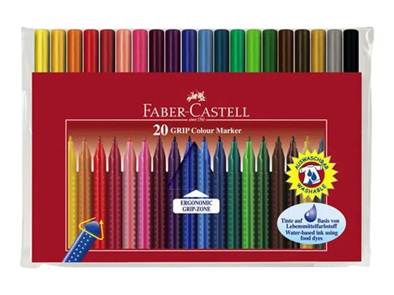 FABER-CASTELL GRIP - Marker - wasserbasierte Lebensmitteltinte - fein (Packung mit 20)