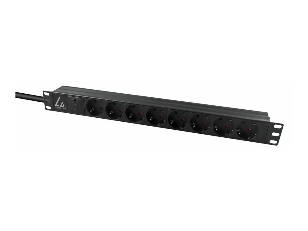 Lanview Steckdosenleiste (Rack - einbaufähig) - Wechselstrom 230 V - 1-phasig - Eingabe, Eingang Typ F - Ausgangsanschlüsse: 8 (8 x Typ F)
