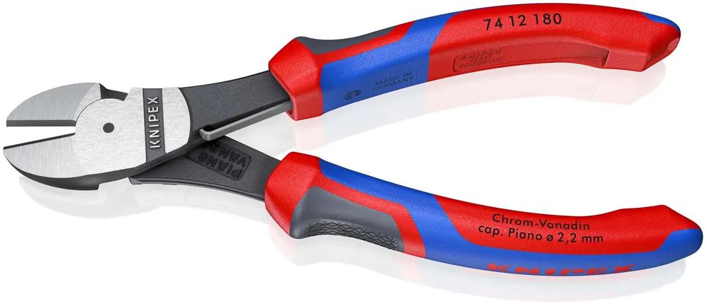 KNIPEX Kraft-Seitenschneider mit Comfort-Griffen schwarz atramentiert 180 mm