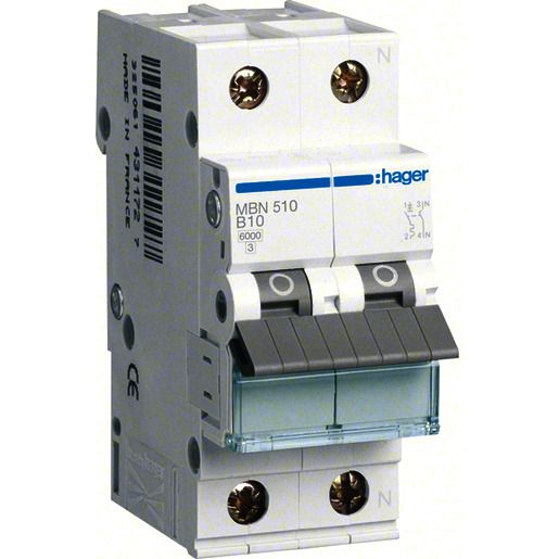 Hager LS-SCHALTER 1P+N 10A-B 6KA2PLE / HAGER MBN510