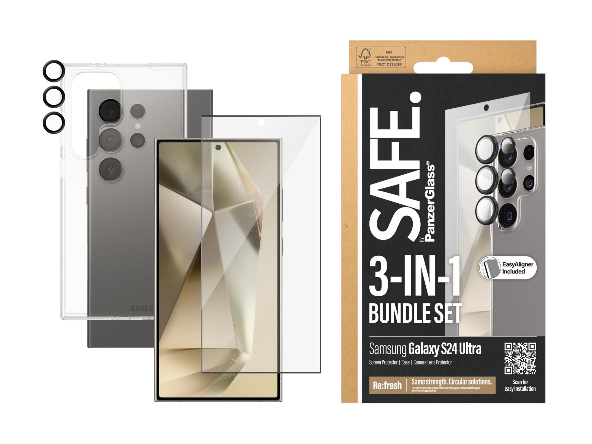 PanzerGlass SAFE. by PanzerGlass - 3-in-1 Pack - hintere Abdeckung für Mobiltelefon - Thermoplastisches Polyurethan (TPU)