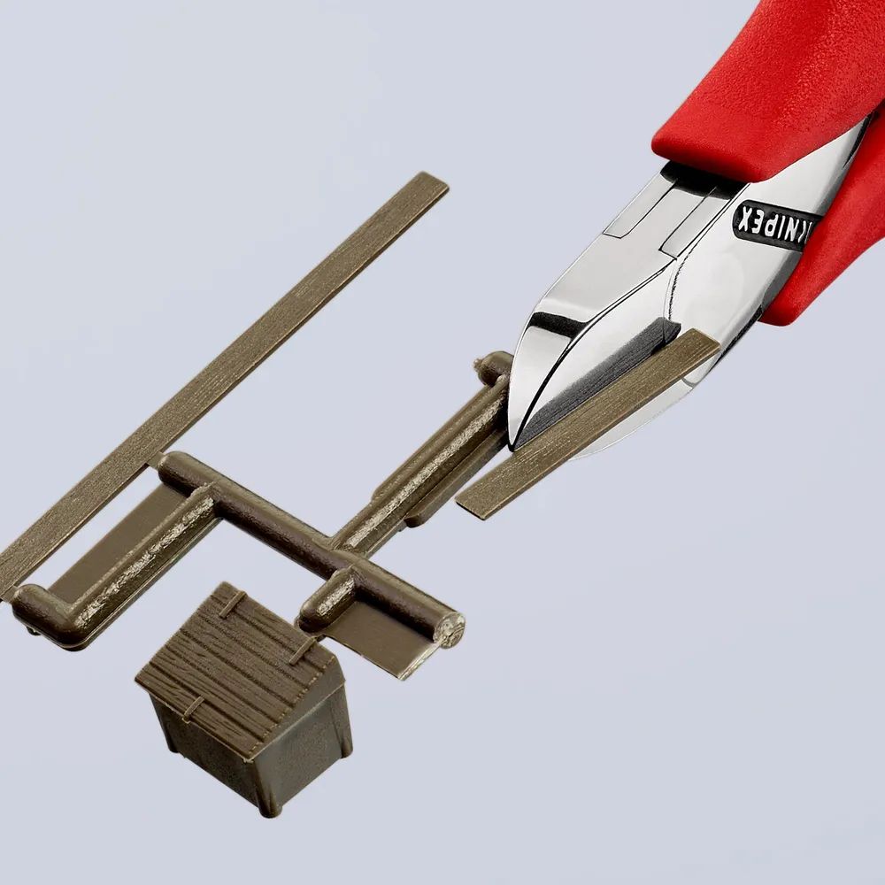 KNIPEX Elektronik-Seitenschneider mit durchgestecktem Gelenk mit rutschhemmenden Kunststoff-Hüllen 115 mm
