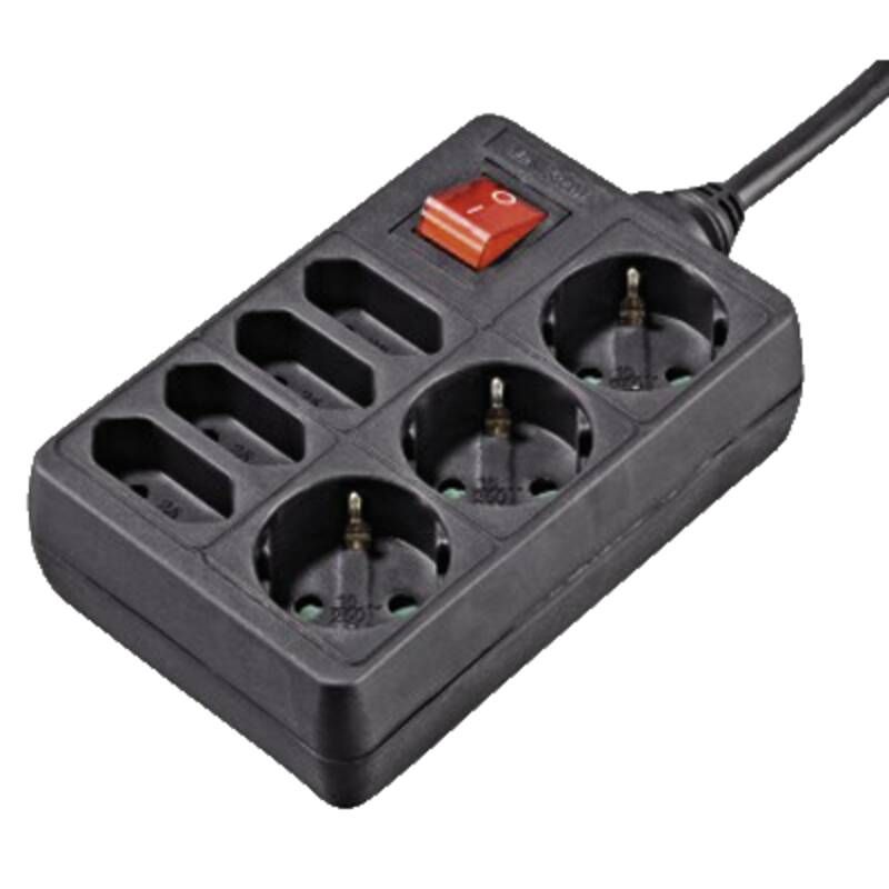 Hama Steckdosenleiste, 7-fach, mit Schalter, 1,4 m, Schwarz