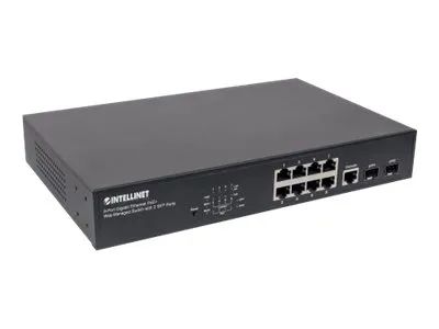 IC Intracom Intellinet 8-Port Gigabit Ethernet PoE+ Web-Managed Switch with 2 SFP Ports, IEEE 802.3at/af Power over Ethernet (PoE+/PoE)