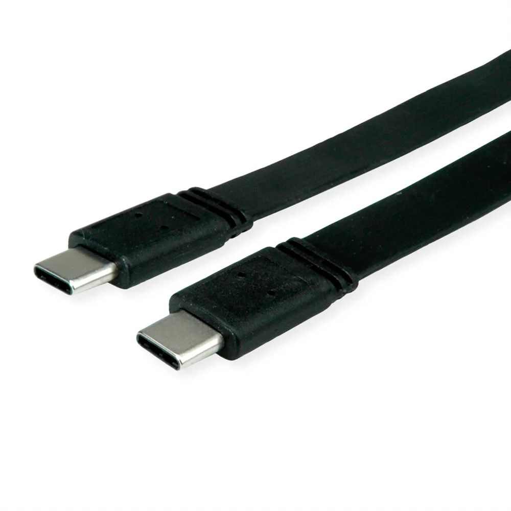 VALUE USB4 Gen 3 Kabel, C-C, ST/ST, 8K UHD-2, 40Gbit/s, Emark, 100W, extra-flach, schwarz, 0,5 m