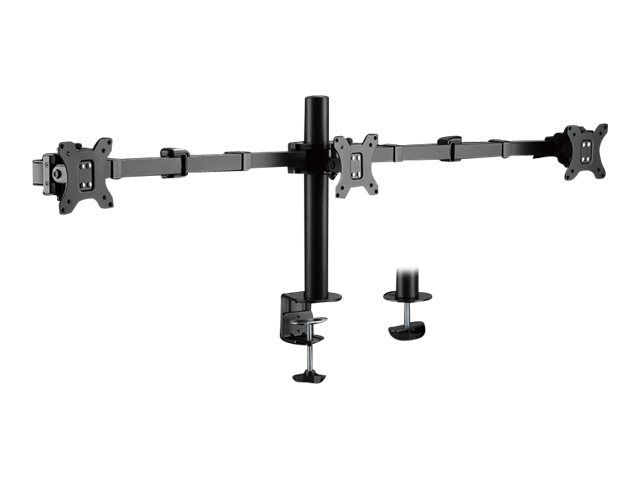 LogiLink Befestigungskit (Klammer, Kabeldurchführungsklemme, Stange, 2 Gelenkarme) - für 3 LCD-Anzeigen - Stahl - Schwarz - Bildschirmgröße: 43.2-68.6 cm (17"-27")