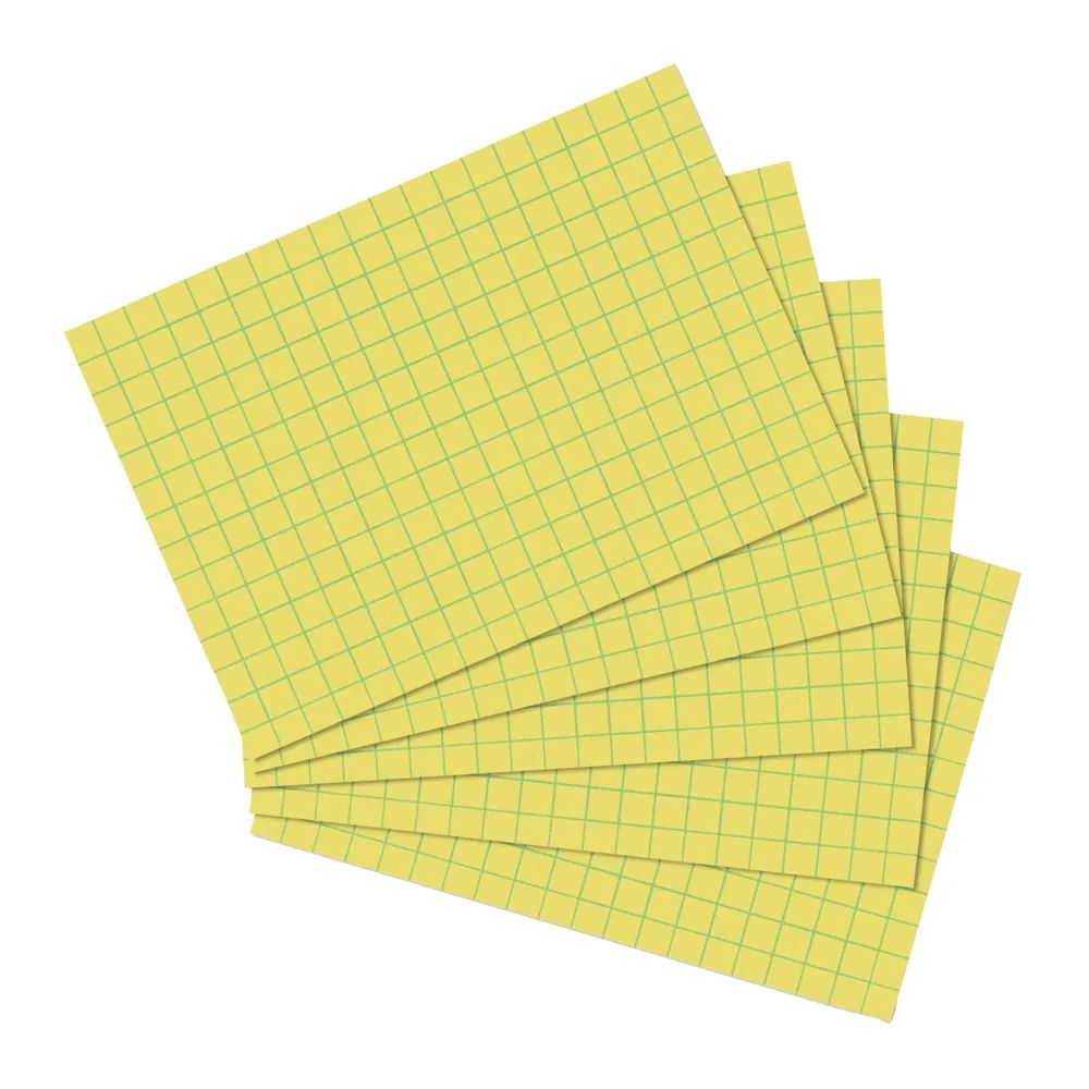 herlitz Karteikarte, A6, kariert, gelb, 100er Packung