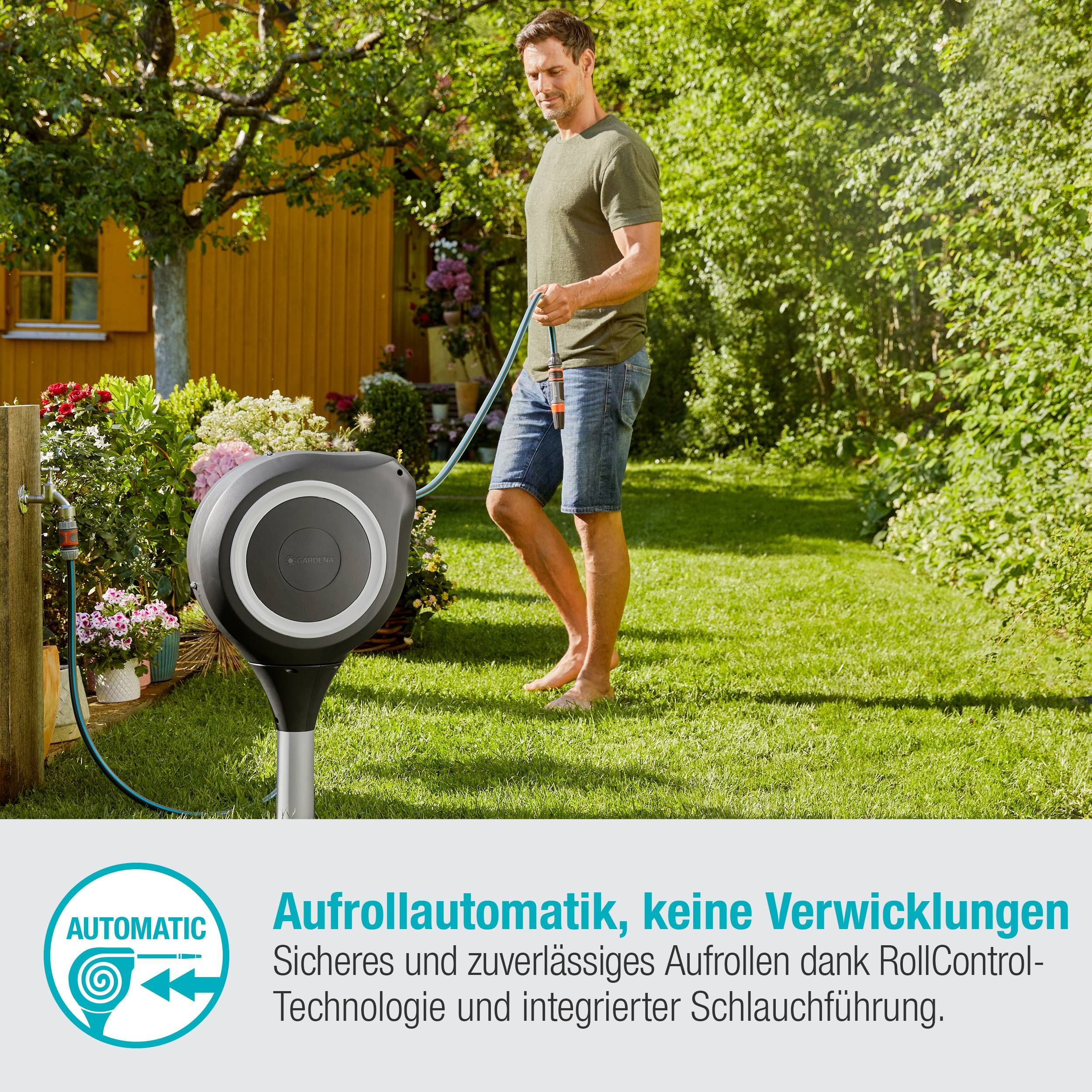 Gardena Garten-Schlauchbox RollUp M, 20 m, weiß