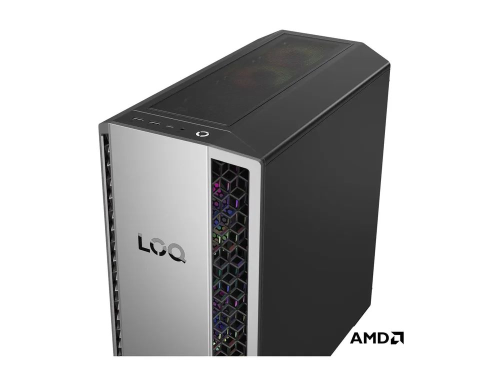 Lenovo LOQ 26ADR10 91DF - Tower - Ryzen 7 8745HX / 3.6 GHz - RAM 16 GB - SSD 1 TB - NVMe - GeForce RTX 5070 - 1GbE, Bluetooth 5.2, Wi-Fi 6 - WLAN: 802.11a/b/g/n/ac/ax, Bluetooth 5.2 - Win 11 Home - Monitor: keiner - luna grau (vorderer Rahmen)