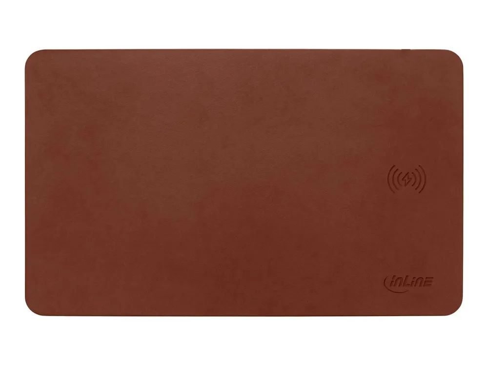 InLine Maus-Pad - Wireless Charging - 370x225x7mm - braun