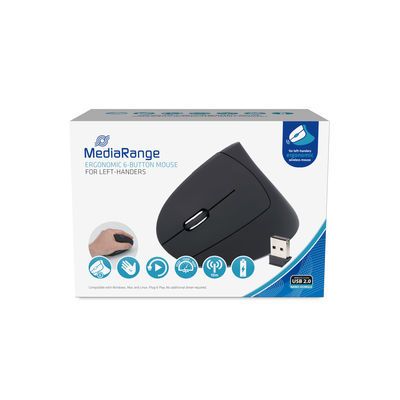 MediaRange Ergonomic 6-button wireless optical Mouse left black